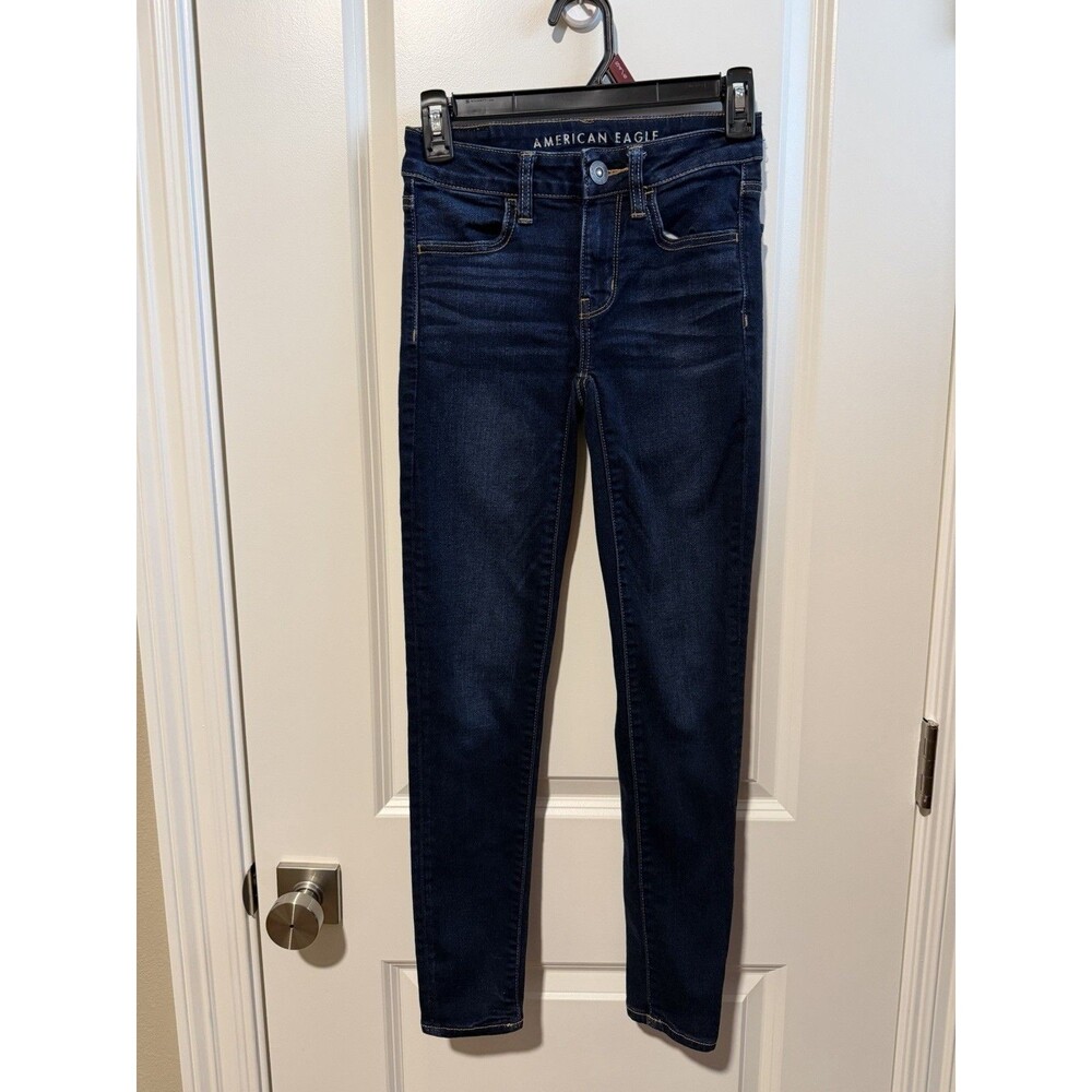 American Eagle Next Level Stretch Jegging Dark Wash Skinny Jeans 00 Short Indigo